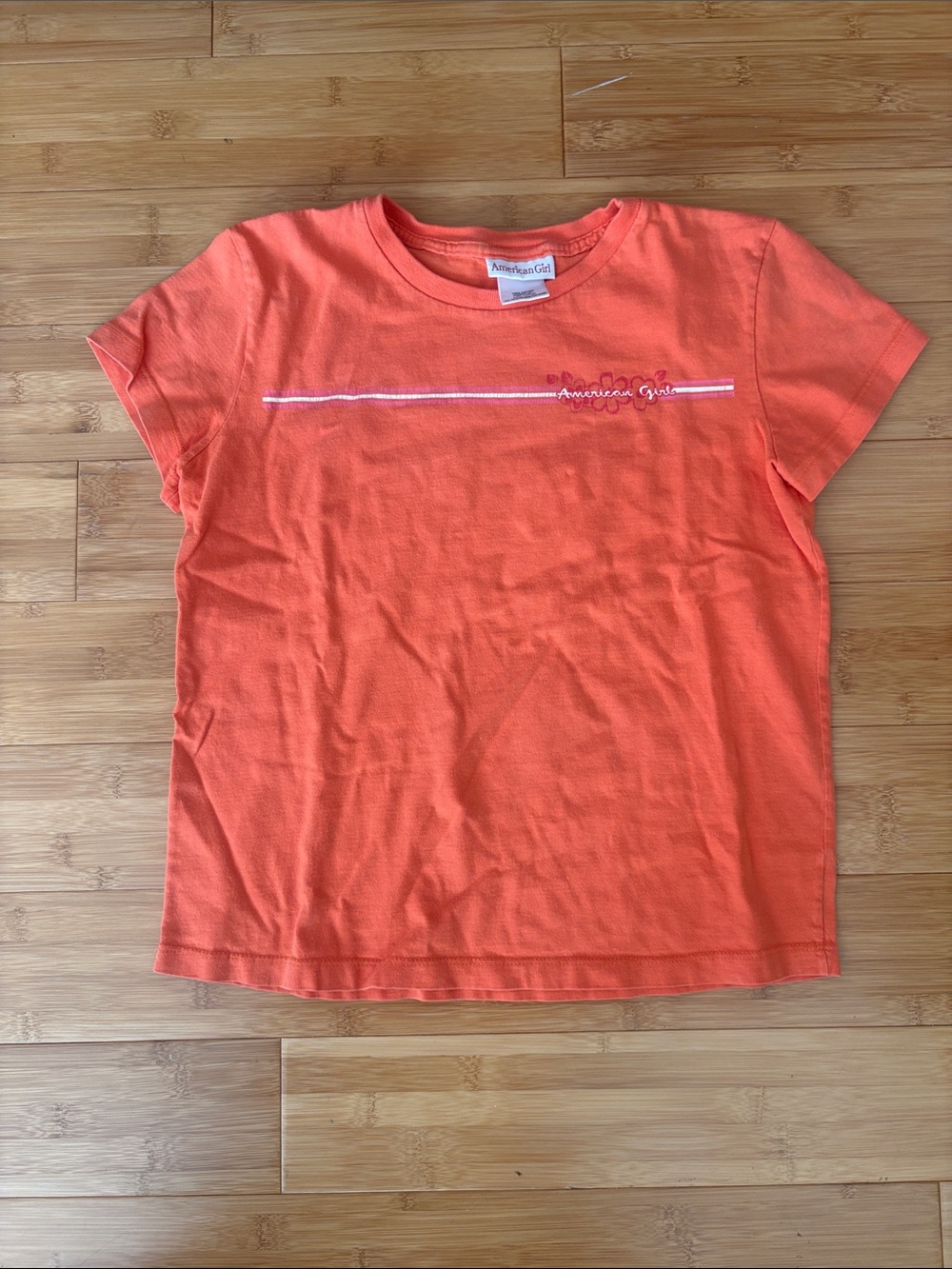 American Girl Orange Short Sleeve Tee with Chest Stripe